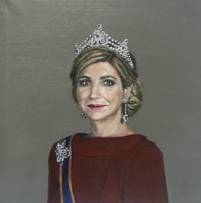 Portret Koningin Maxima Acryl op doek 30x30cm